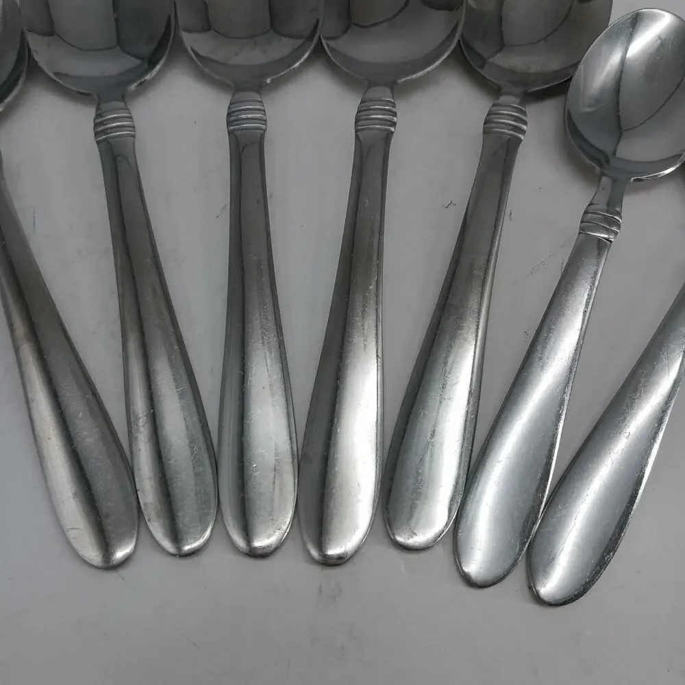 7X Spns Oneida Banbury Pattern Spoons Stainless Steel Flatware Table Teaspoons
